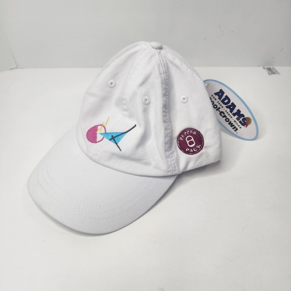 Dr. Pepper "Pepper Pack" Baseball Cap White OSFA Geometric Deisgn Leather Back